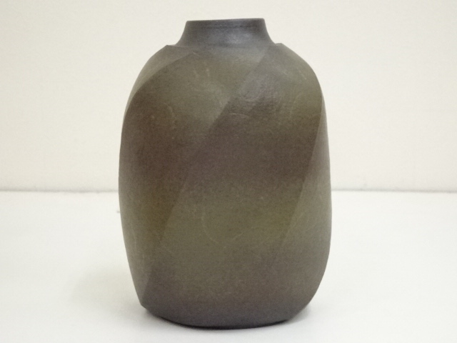 道具 ] - 道具 益子焼 島田緋陶志造 面取線文壷（共箱） | ネット